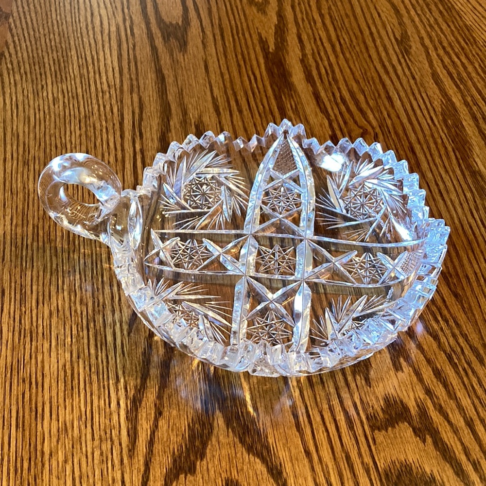 Lead crystal candle plate/candy dish